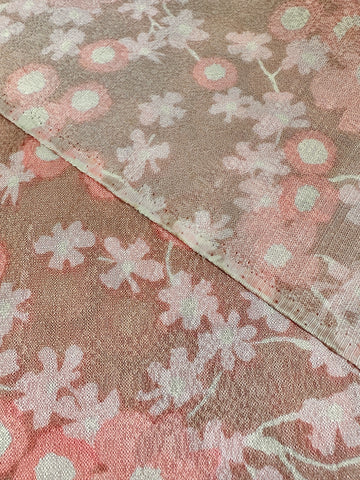 LAST 1/2m: Vintage Fabric 1960s Shimmer Mod Dress Fabric Pink Floral on Pink