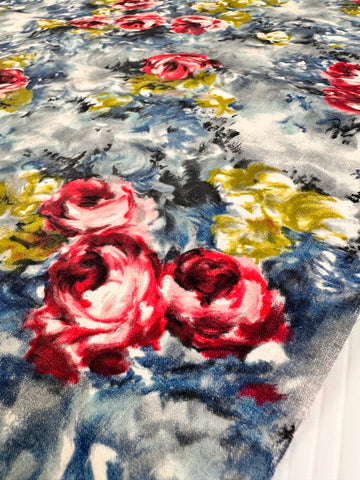 LAST 1/2m: Vintage Fabric 1950s Crispy Dress Cotton Romantic Painterly Floral