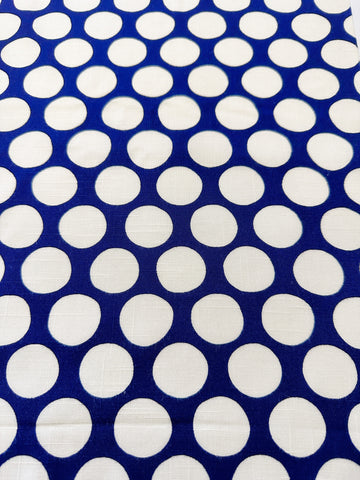 REMNANT Vintage Fabric 1950s Linen Look Light Weight Rayon w/ White Dot on Navy Tootal UK 44cm x 44cm