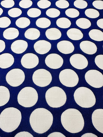 REMNANT Vintage Fabric 1950s Linen Look Light Weight Rayon w/ White Dot on Navy Tootal UK 44cm x 44cm