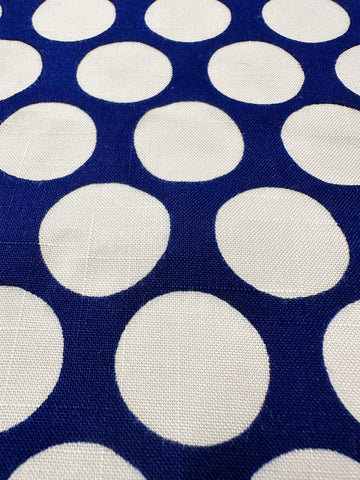REMNANT Vintage Fabric 1950s Linen Look Light Weight Rayon w/ White Dot on Navy Tootal UK 44cm x 44cm