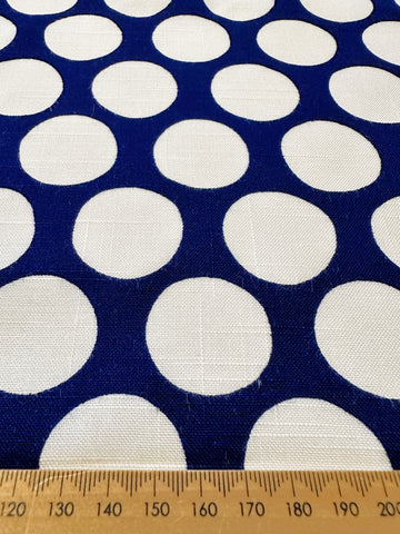 REMNANT Vintage Fabric 1950s Linen Look Light Weight Rayon w/ White Dot on Navy Tootal UK 44cm x 44cm