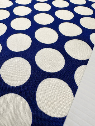 REMNANT Vintage Fabric 1950s Linen Look Light Weight Rayon w/ White Dot on Navy Tootal UK 44cm x 44cm