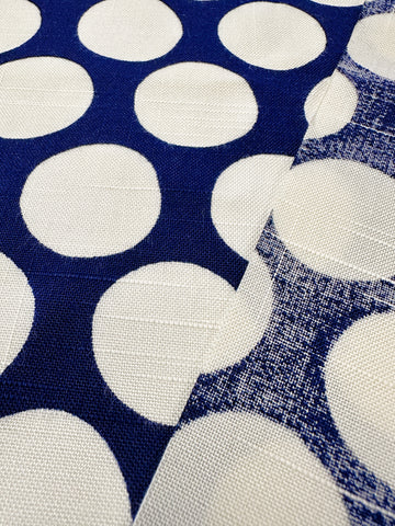 REMNANT Vintage Fabric 1950s Linen Look Light Weight Rayon w/ White Dot on Navy Tootal UK 44cm x 44cm