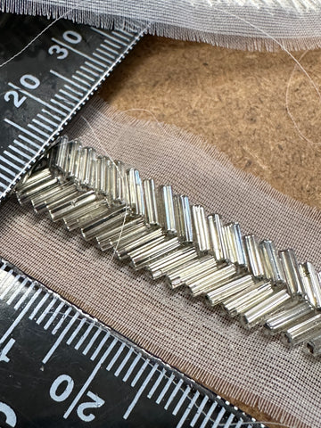 ONLY PIECE: Vintage? Modern? Glass? Silver Beaded Trim on Nylon 10mm x 1.8m
