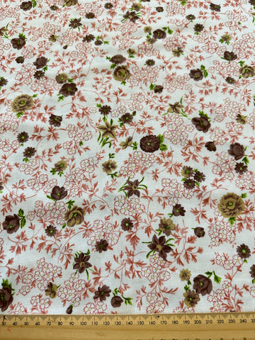 1.5m LEFT: Vintage Fabric 1970s 80s Winter Autumn Weight Cotton Dobby Cloth 90cm Wide
