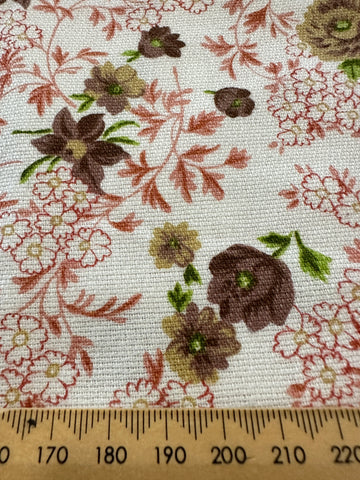 1.5m LEFT: Vintage Fabric 1970s 80s Winter Autumn Weight Cotton Dobby Cloth 90cm Wide