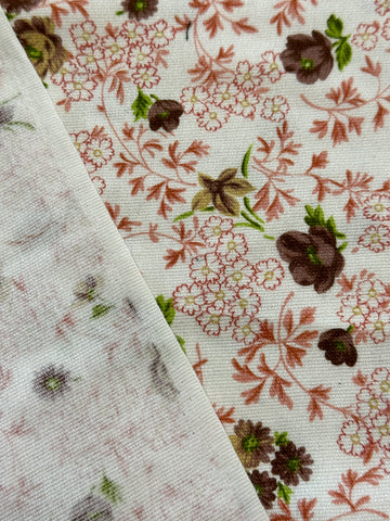 1.5m LEFT: Vintage Fabric 1970s 80s Winter Autumn Weight Cotton Dobby Cloth 90cm Wide