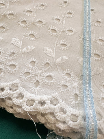 Vintage Trim White Cotton Made in Austria Broderie Anglaise 165mm Wide