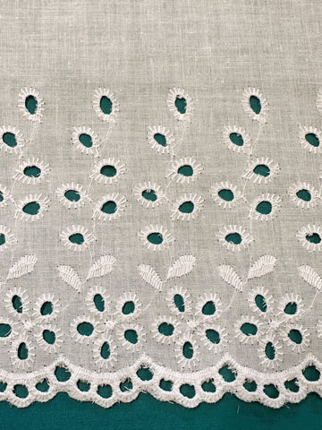 Vintage Trim White Cotton Made in Austria Broderie Anglaise 165mm Wide