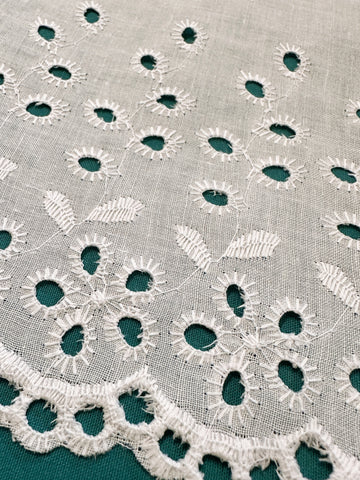 Vintage Trim White Cotton Made in Austria Broderie Anglaise 165mm Wide