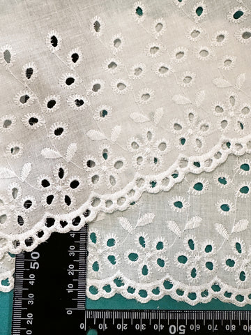 Vintage Trim White Cotton Made in Austria Broderie Anglaise 165mm Wide