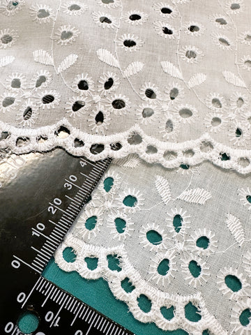 Vintage Trim White Cotton Made in Austria Broderie Anglaise 165mm Wide