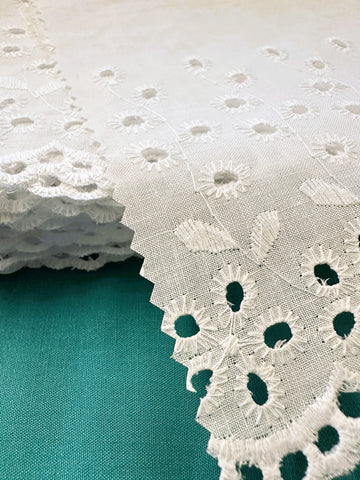 Vintage Trim White Cotton Made in Austria Broderie Anglaise 165mm Wide
