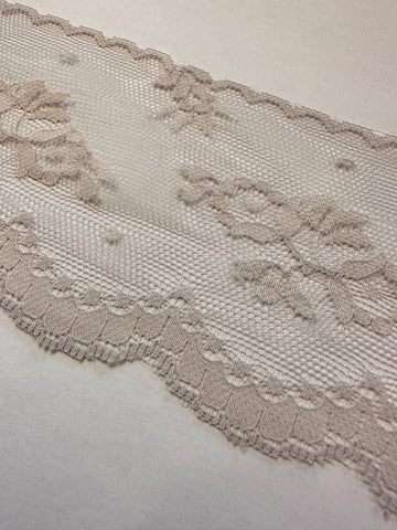 Vintage Lace Trim Cool Grey Scalloped Edge Rayon? 75mm Wide