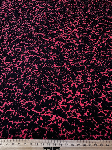 Vintage Fabric 1980s Lightly Brushed Cotton Splatter Leopard Style Print Pink Black 110cm Wide
