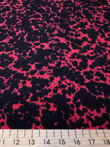 Vintage Fabric 1980s Lightly Brushed Cotton Splatter Leopard Style Print Pink Black 110cm Wide