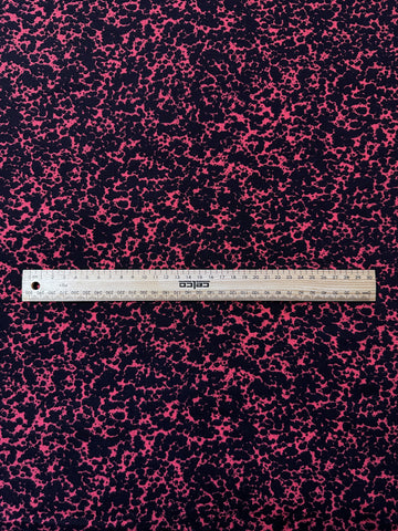 Vintage Fabric 1980s Lightly Brushed Cotton Splatter Leopard Style Print Pink Black 110cm Wide