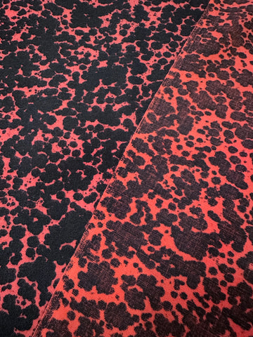 Vintage Fabric 1980s Lightly Brushed Cotton Splatter Leopard Style Print Pink Black 110cm Wide