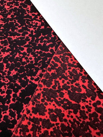 Vintage Fabric 1980s Lightly Brushed Cotton Splatter Leopard Style Print Pink Black 110cm Wide