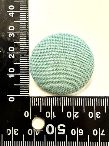 ONE PAIR: Vintage? Buttons Plain Turquoise Fabric Covered Shank c.29mm Wide