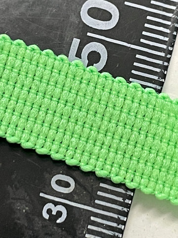 18.5m LEFT: Vintage 1980s Neon Green Flouro Woven Trim 11mm Wide