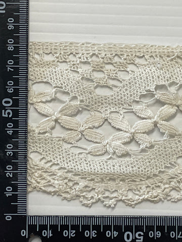 2m LEFT: Vintage Cream Intricate Lace Trim Wide 80mm