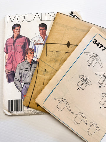 MEN'S SHIRT: Vintage Sewing Pattern McCall's 1987 Sizes 34-36-38 Complete Uncut *3477