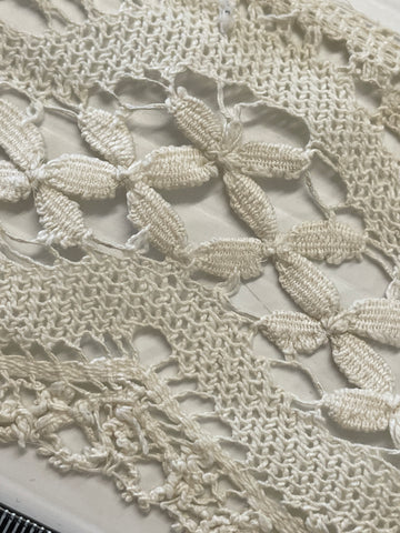 2m LEFT: Vintage Cream Intricate Lace Trim Wide 80mm