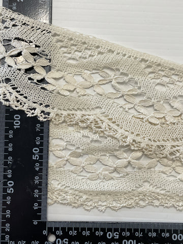 2m LEFT: Vintage Cream Intricate Lace Trim Wide 80mm