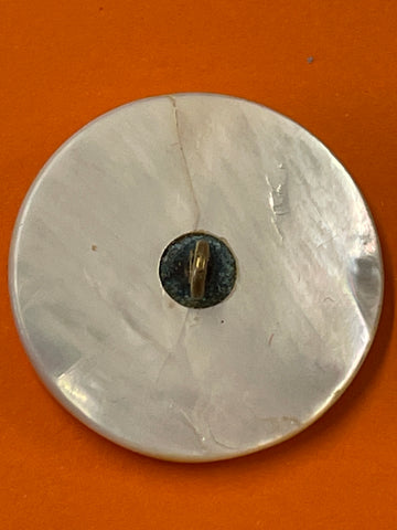 TWO BUTTONS LEFT: Vintage Coat Buttons 50s? Mother of Pearl Shell Shank 34mm