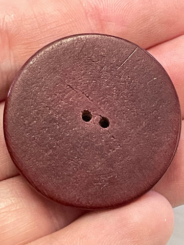 2 BUTTONS LEFT: Large Very Vintage Coat Button 2-Hole Wood? Art Deco? 35mm