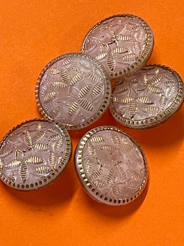 FOUR BUTTONS LEFT: Vintage MCM 40s 50s White Glass Buttons w/ Gold Filigree 18mm