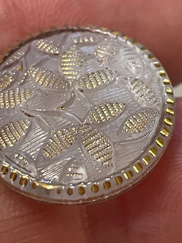 FOUR BUTTONS LEFT: Vintage MCM 40s 50s White Glass Buttons w/ Gold Filigree 18mm