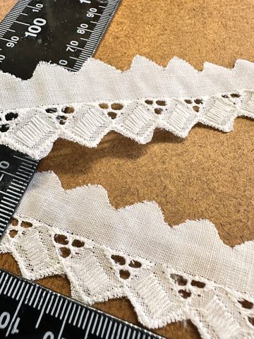 Vintage Cotton Trim 1980s Diamond Edge white Broderie Anglaise 22mm Wide