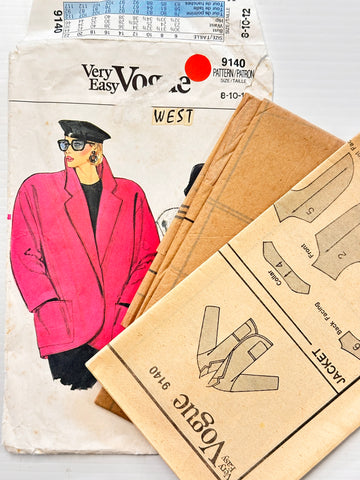 JACKET: Very Easy Vogue Sewing Pattern Mid-80s Size 8-10-12  Complete Unused *9140