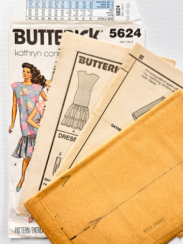 DRESS: Butterick Sewing Pattern Kathryn Conover 1987 Size 14-16-18 Complete Unused *5624