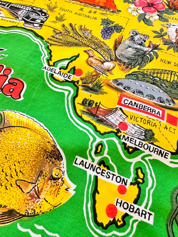 Vintage Cotton Tea Towel 1982 Calendar Australian Attractions 46cm x 74cm