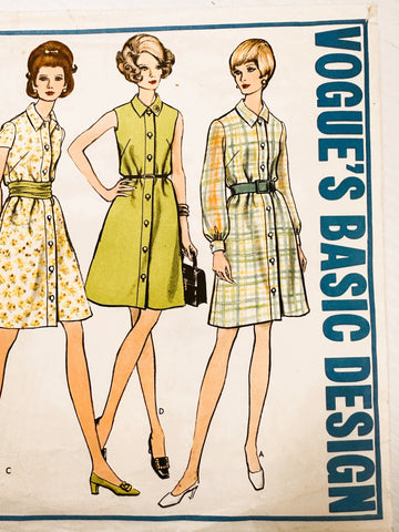 ONE-PIECE DRESS: Vogue Basic Design Sewing Pattern 1969 Size 12 Cut Complete *2151