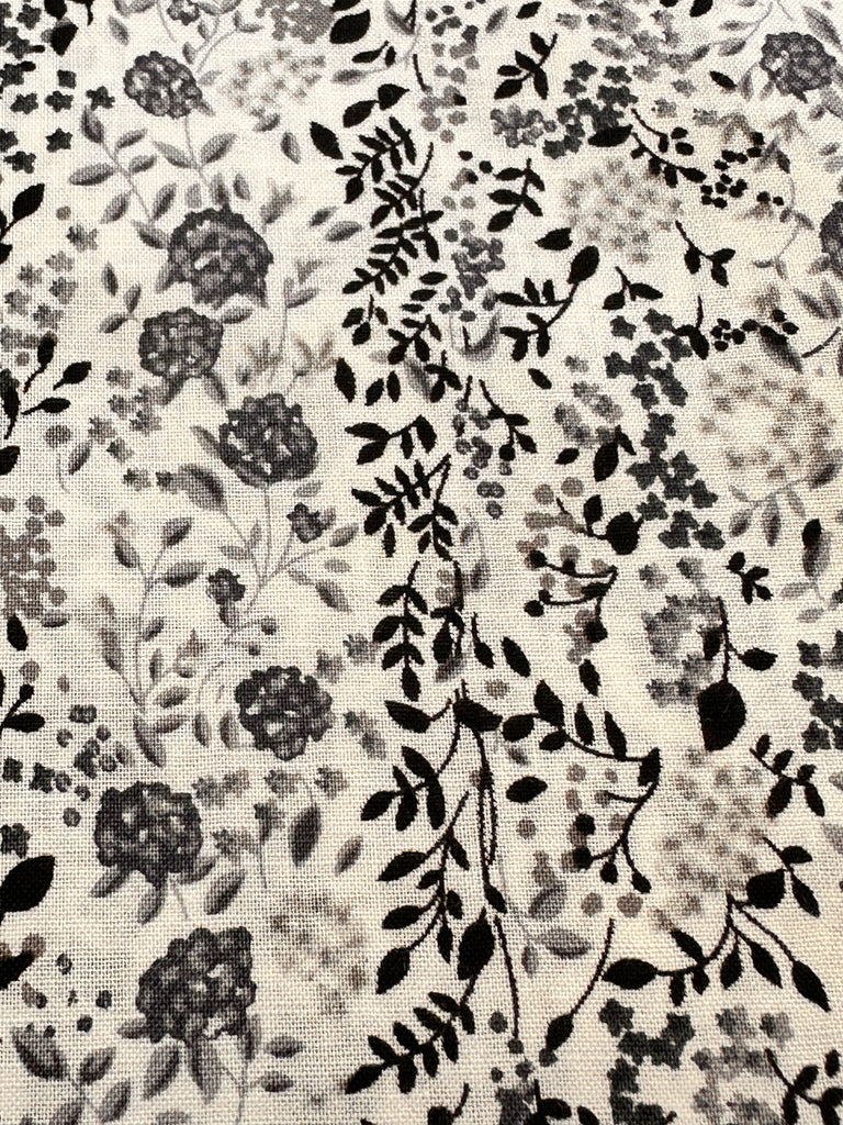 SINGLE FAT QUARTER: Modern Fabric Light Weight Cotton with Mono Floral Design 50cm x 50cm