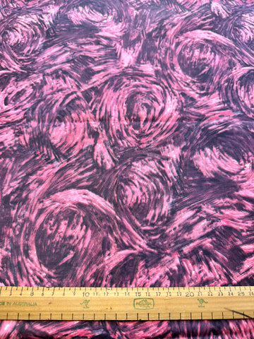2m LEFT: Vintage Fabric 1960s Crispy Lightly Polished Cotton Pink Charcoal Circles