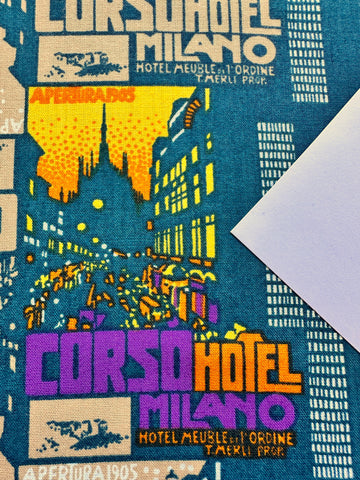 ON CLEARANCE: Vintage Fabric 1970s 80s Corso Hotel Milano Pattern Three Pieces 88cm x 84cm