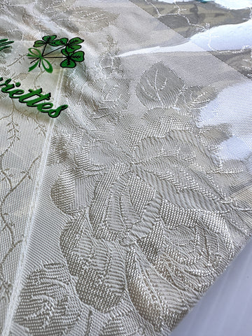 ONE SET ONLY: Mid-Century 50s Liddells Tablecloth & Serviette Set Rayon Made in Ireland 45 inch