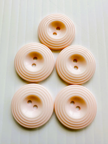 ONE SET ONLY: Vintage? Modern? Buttons Pale Pink 2-Hole Plastic 23mm x 5
