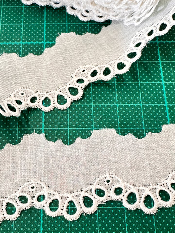 Vintage Cotton Trim 1980s? 70s? Loop Edge Broderie Anglaise 28mm Wide