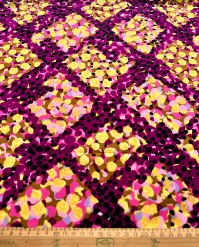 2.5m LEFT: Vintage Fabric 1960s Autumn Weight Cotton Twill w/ Loud Retro Splotch Pattern