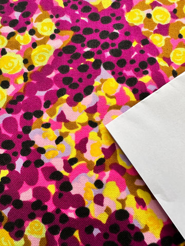 2.5m LEFT: Vintage Fabric 1960s Autumn Weight Cotton Twill w/ Loud Retro Splotch Pattern