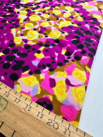 Vintage Fabric 1960s Autumn Weight Cotton Twill w/ Loud Retro Splotch Pattern 88cm Wide