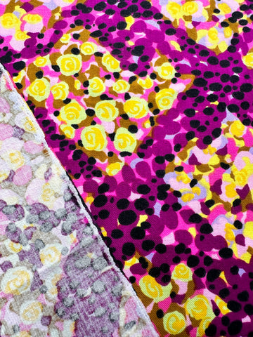 2.5m LEFT: Vintage Fabric 1960s Autumn Weight Cotton Twill w/ Loud Retro Splotch Pattern