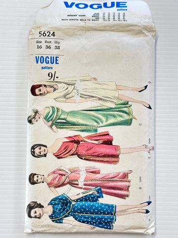 ONE-PIECES DRESS: Vogue Sewing Pattern c. 1962 Size 16 Bust 36 Complete Factory Folded *5624